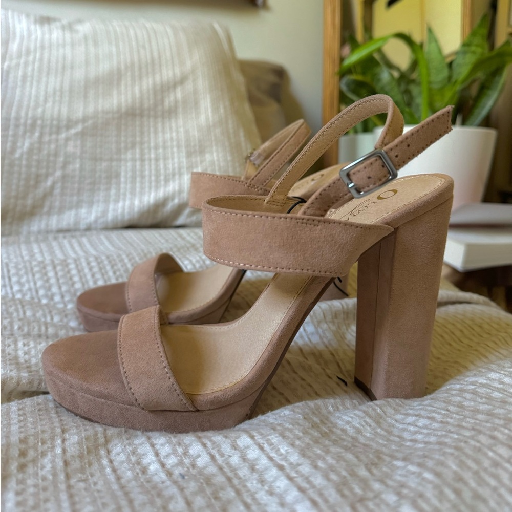 Olivia Jaymes/Forever 21 suede nude heels